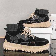 New Fashion Casual Clunky Sneaker ulzzang ins High Running Shoes-Black/Khaki-9325117