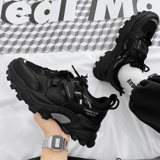 New Fashion Casual Clunky Sneaker ulzzang ins High Running Shoes-All Black-6811225
