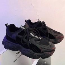 New Fashion Casual Clunky Sneaker ulzzang ins High Running Shoes-All Black-8561702